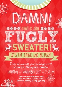 Ugly Sweater Invitation Red design preview