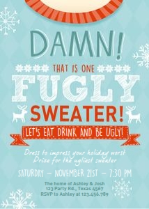 Ugly Sweater Invitation Blue design preview