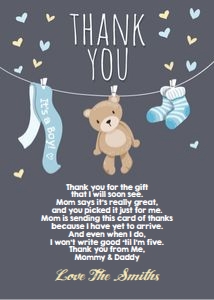 Thank You Card Teddy Bear Dark Blue design preview