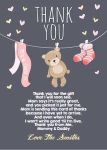 Thank You Card Teddy Bear Dark Pink design preview