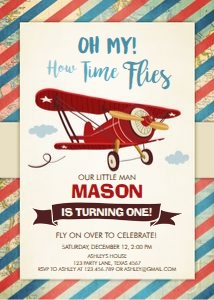 Birthday Invitation Airplane design preview