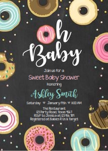 Baby Shower Invitation Donut Oh Baby Chalk design preview
