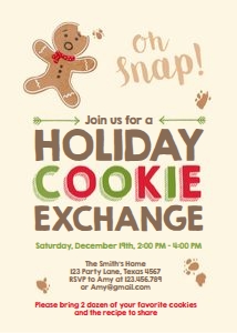 Cookie Exchange Invitation v2 Creme design preview