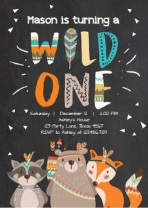 Birthday Invitation Wild One Tribal Chalk design preview