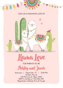 Baby Shower Invitation Llama Pink design preview