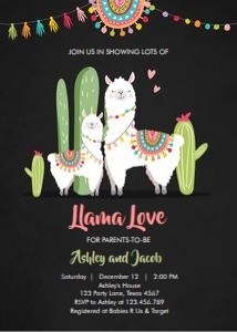 Baby Shower Invitation Llama Chalk design preview