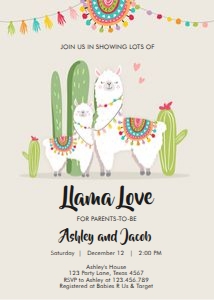 Baby Shower Invitation Llama Brown design preview