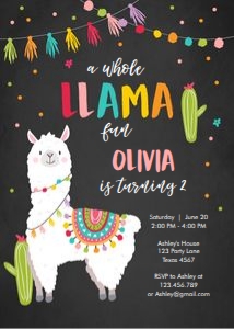 Birthday Invitation Llama Chalk design preview