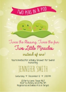 Baby Shower Invitation Peas in a pod Pink design preview