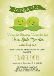Baby Shower Invitation Peas in a pod Green design preview