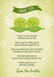 Thank you card Peas in a Pod Green design preview