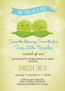 Baby Shower Invitation Peas in a pod Blue design preview