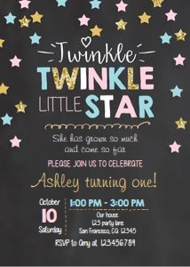 Birthday Invitation Twinkle Chalk Pink Blue design preview