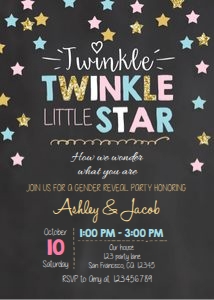 Gender Reveal Invitation Twinkle Twinkle Chalk design preview
