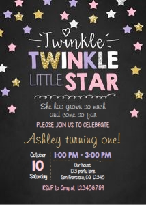 Birthday Invitation Twinkle Chalk Purple Gold design preview