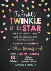 Birthday Invitation Twinkle Chalk Pink Mint design preview
