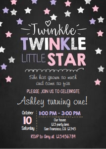 Birthday Invitation Twinkle Chalk Purple Silver design preview