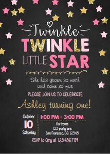 Birthday Invitation Twinkle Chalk Gold Pink design preview