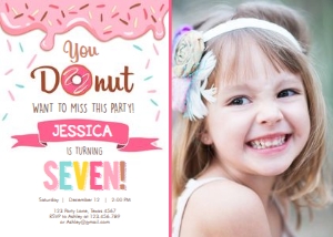 Birthday Invitation Donut  With photo design preview