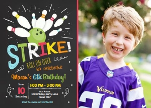 Birthday Invitation Bowling Boy - With Photo design preview