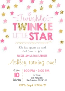 Birthday Invitation Twinkle Pink Gold design preview