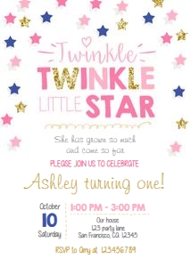 Birthday Invitation Twinkle Pink Navy design preview