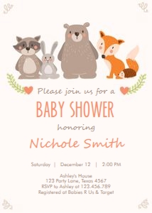 Baby Shower Invitation Woodland V1 design preview