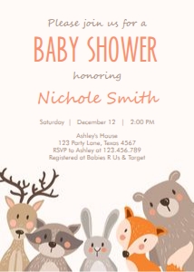 Baby Shower Invitation Woodland v2 design preview