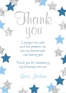 Thank you card stars Boy Blue Silver design preview