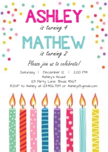 Birthday Invitation Twin Candles White design preview