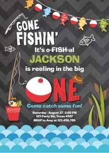 Birthday Invitation Gone Fishing Chalk design preview