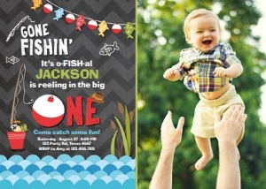 Birthday Invitation Gone Fishing Chalk - With Photo design preview