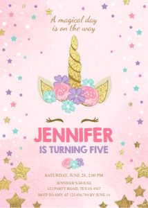 Birthday Invitation Unicorn Pink design preview