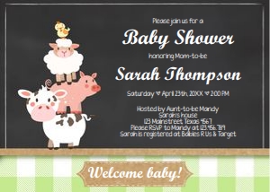 Baby Shower Invitation Farm Animals Green design preview