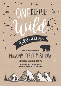 Birthday Invitation Onederful Wild Adventure Brown design preview