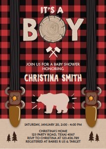 Baby Shower Invitation Lumberjack Its a Boy design preview