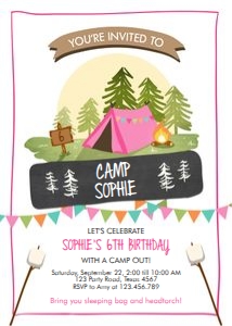 Birthday Invitation Camp Girl v2 design preview