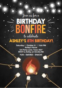 Birthday Invitation Bonfire Black design preview
