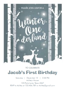 Winter Onederland Invitation Deer Silhouettes design preview