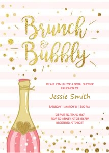 Bridal Shower Invitation Brunch and Bubbly Stripes White Pink design preview