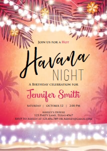 Birthday Invitation Havana Night Rose design preview