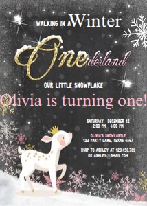 Birthday Invitation Winter Onederland Deer: Birthday Invitation Winter Onederland Deer Crown