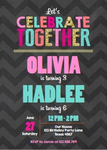 Birthday Invitation Twin Celebrate Together Black Girl design preview