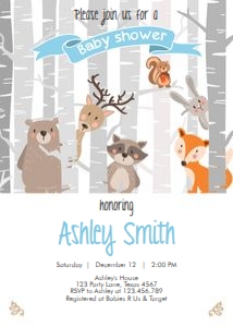 Baby Shower Invitation Woodland Blue design preview