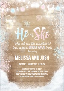 Gender Reveal Winter He or She Wood design preview