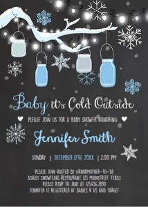 Baby Shower Invitation Baby its Cold Outside Blue design preview