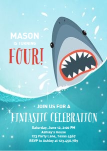 Birthday Invitation Shark 0466 design preview