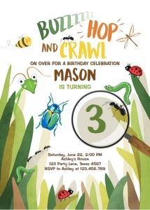 Birthday Invitation Bug White Vertical design preview