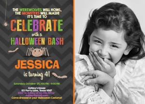 Birthday Invitation Halloween Bash - With Photo design preview