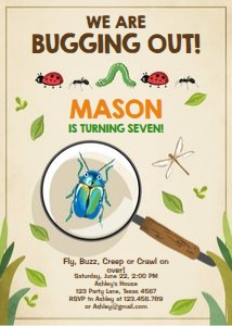 Birthday Invitation Bug Brown design preview